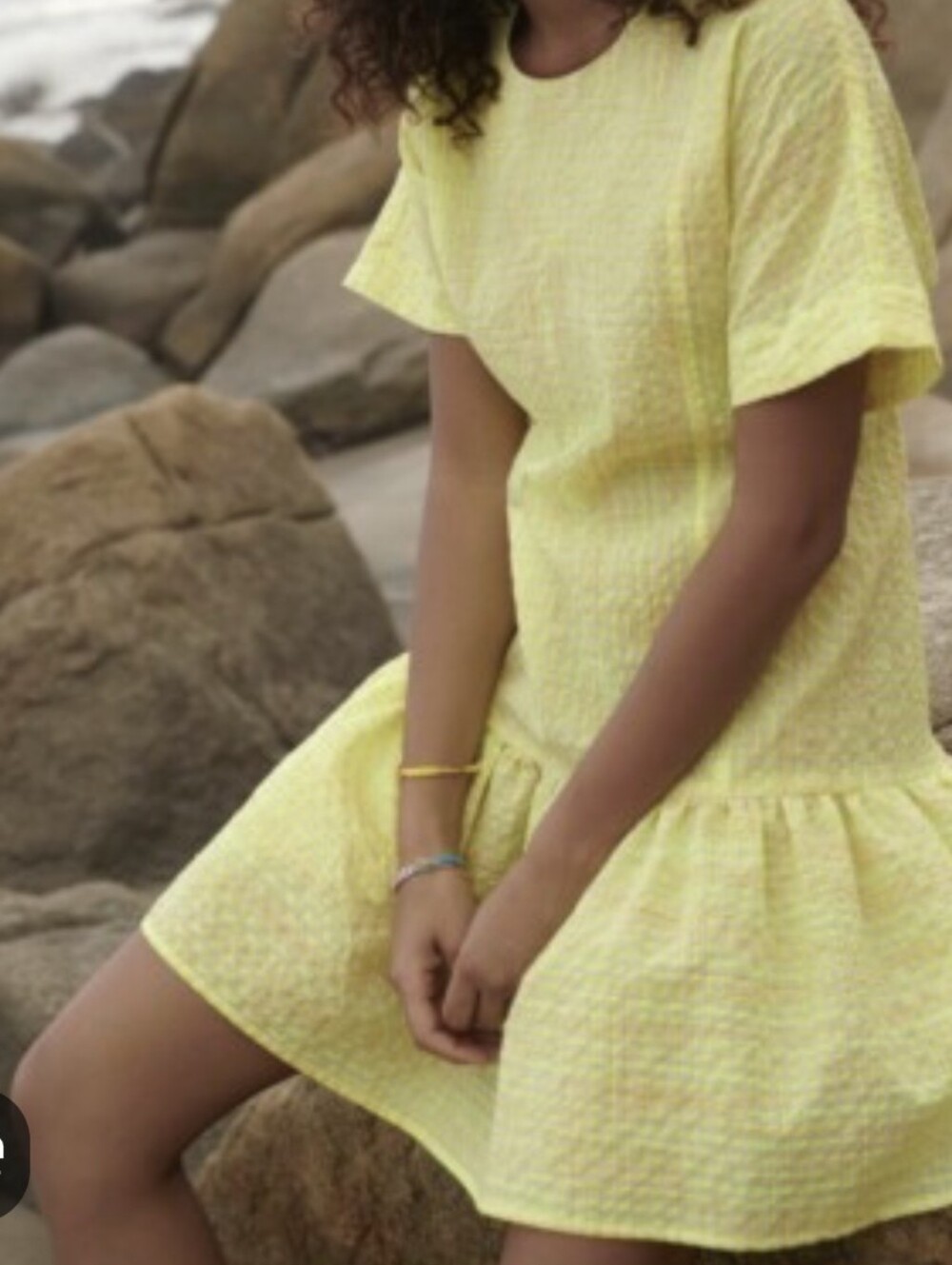 Anthrpologie Corey lynn calter Yellow Textured Drop-Waist Dress